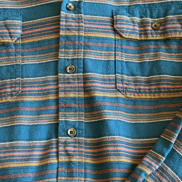 Goodfellow & Co men’s large blue stripe button down flannel - Picture 2 of 3